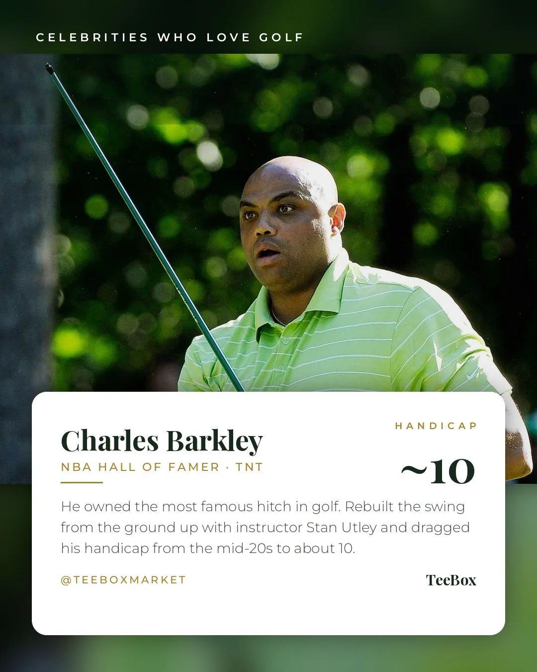 Charles Barkley reacting to a shot on the course