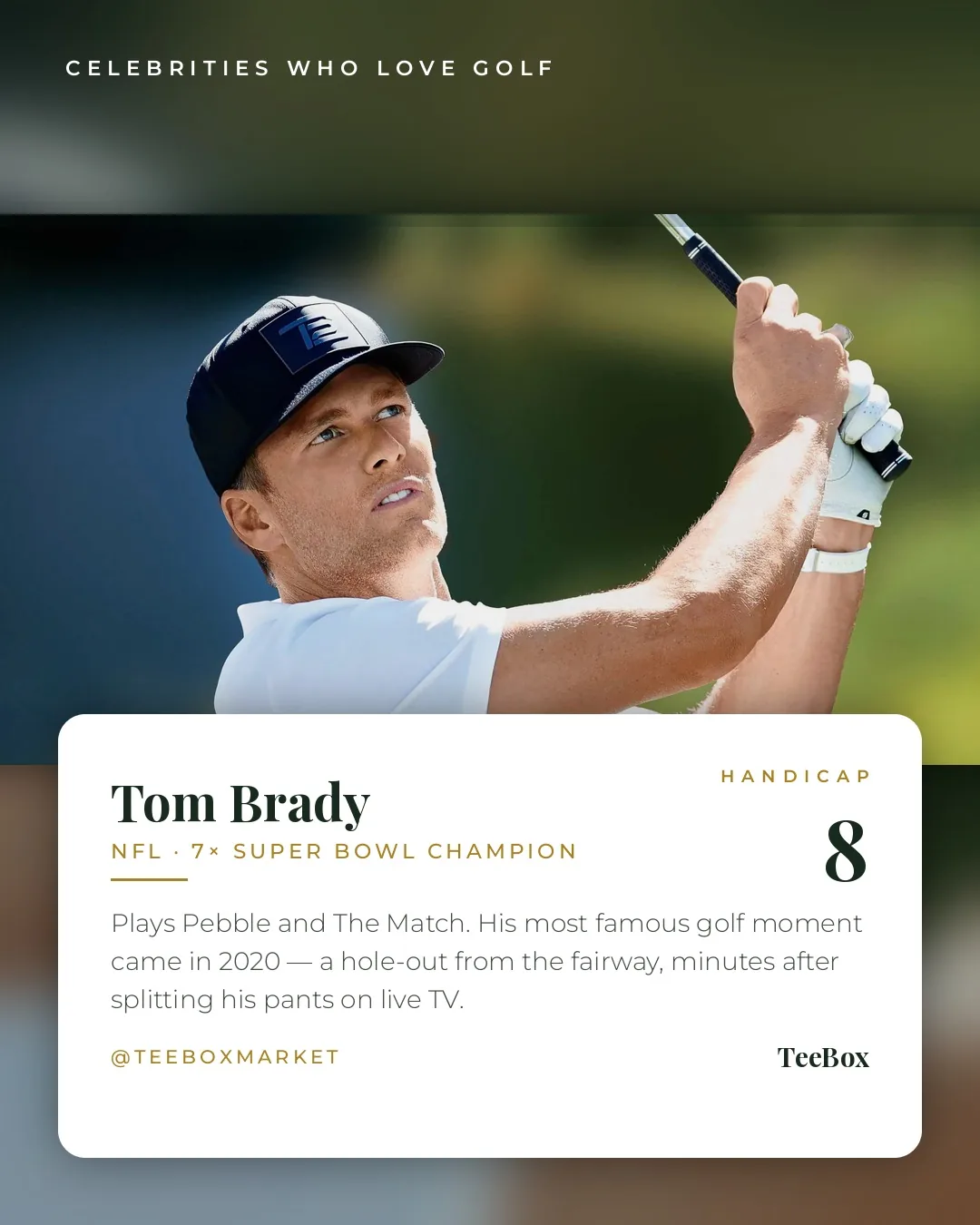 Tom Brady following through on an iron shot