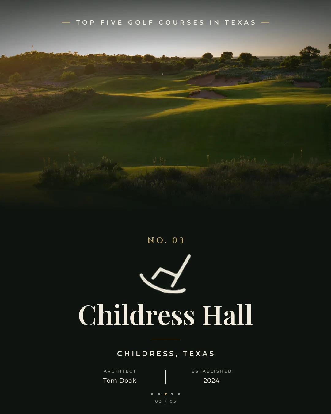 Childress Hall golf course — rolling green fairway and manicured bunkering