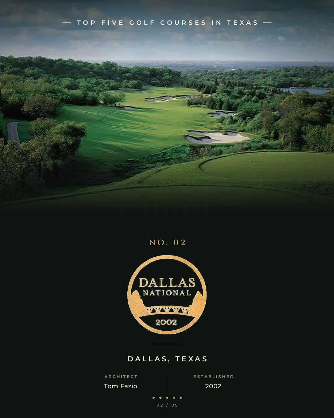 Dallas National Golf Club — dramatic fairway carved through wooded North Texas terrain